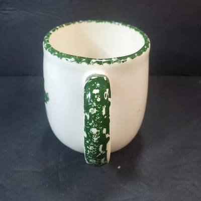 Hudsonware Vermont White Green Splatter Sponge Maple Leaf Ceramic Coffee Mug - Thumbnail 5
