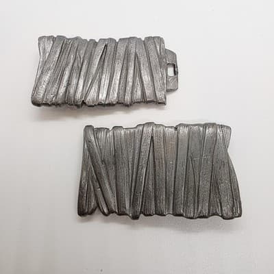 Vintage 90s PAPPAGALLO Pewter Tone Metal Two Piece Belt Buckle Abstract Y2K - Thumbnail 2