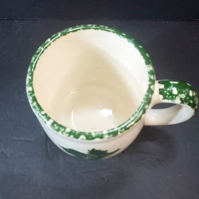 Hudsonware Vermont White Green Splatter Sponge Maple Leaf Ceramic Coffee Mug - Thumbnail 2