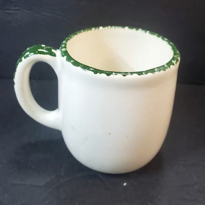 Hudsonware Vermont White Green Splatter Sponge Maple Leaf Ceramic Coffee Mug - Thumbnail 4