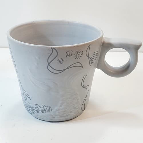 Starbucks Mermaid Embossed Gray Coffee Mug Cup 12oz Siren Tail Anniversary 2016