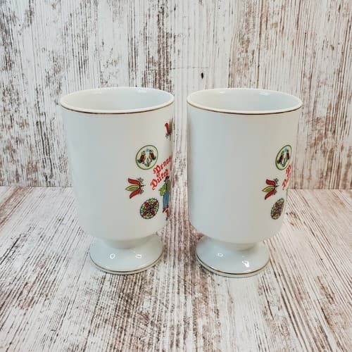 Pennsylvania Dutch Country Ceramic Coffee Tea Mugs Cups Flowers Birds Set of 2 - Thumbnail 5