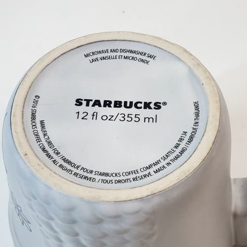 Starbucks Mermaid Embossed Gray Coffee Mug Cup 12oz Siren Tail Anniversary 2016 - Thumbnail 6