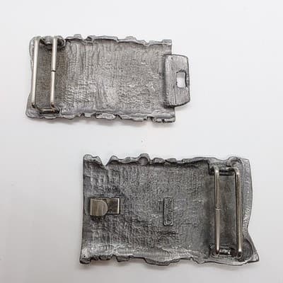 Vintage 90s PAPPAGALLO Pewter Tone Metal Two Piece Belt Buckle Abstract Y2K - Thumbnail 9