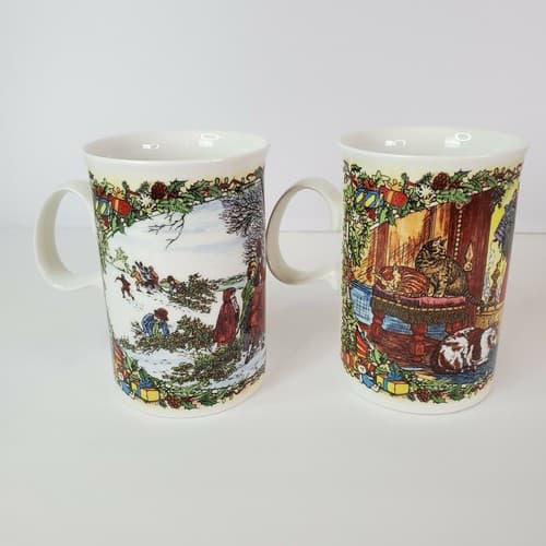 DUNOON Stoneware Christmas Cups Mugs Christmas Cheer Series Scotland Set of 2