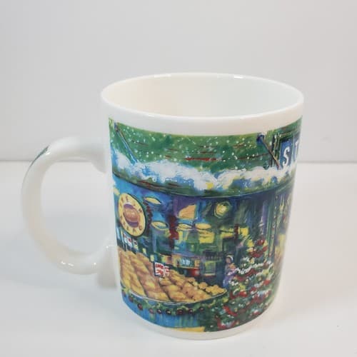 Vintage Starbucks Public Farmers Market Winter Christmas Coffee Mug Cup - Thumbnail 3