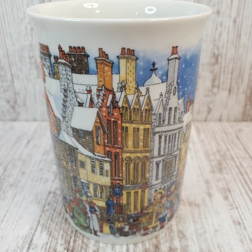 Dunoon Scottish Fine Stoneware Mug Christmas Carolers Winter City Town Scene - Thumbnail 2