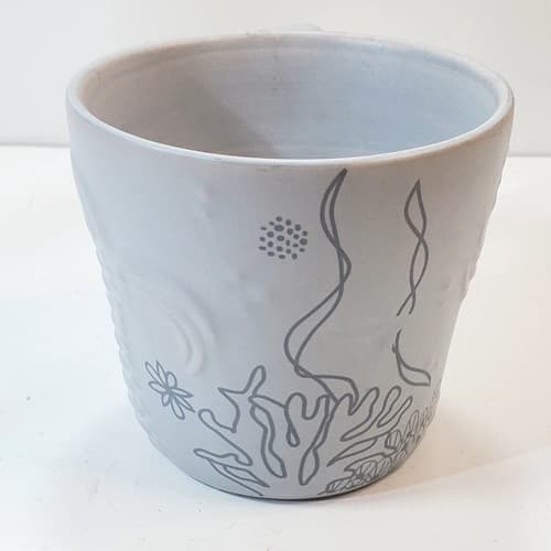 Starbucks Mermaid Embossed Gray Coffee Mug Cup 12oz Siren Tail Anniversary 2016 - Thumbnail 2