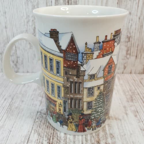 Dunoon Scottish Fine Stoneware Mug Christmas Carolers Winter City Town Scene - Thumbnail 3