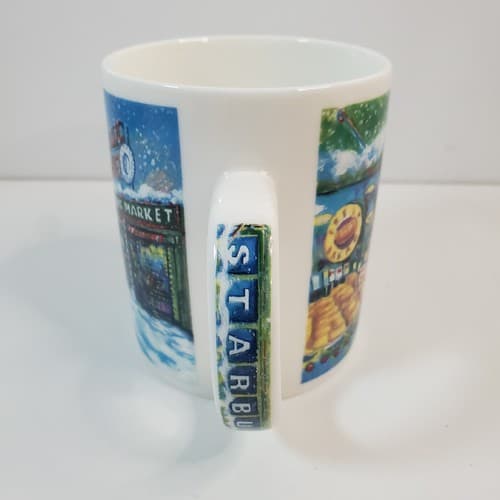 Vintage Starbucks Public Farmers Market Winter Christmas Coffee Mug Cup - Thumbnail 5
