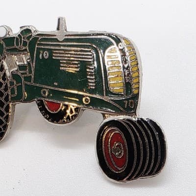 Vintage Oliver Model 70 Tractor Silver Tone and Enamel Lapel Cap Tack Pin 2 inch - Thumbnail 3