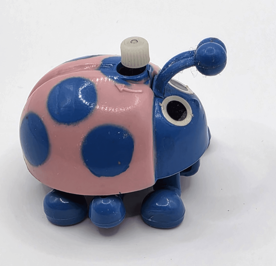 Vintage 1970s Tomy Macao Miniature Wind Up Toy Ladybug Pink Blue Antenna VIDEO - Thumbnail 3