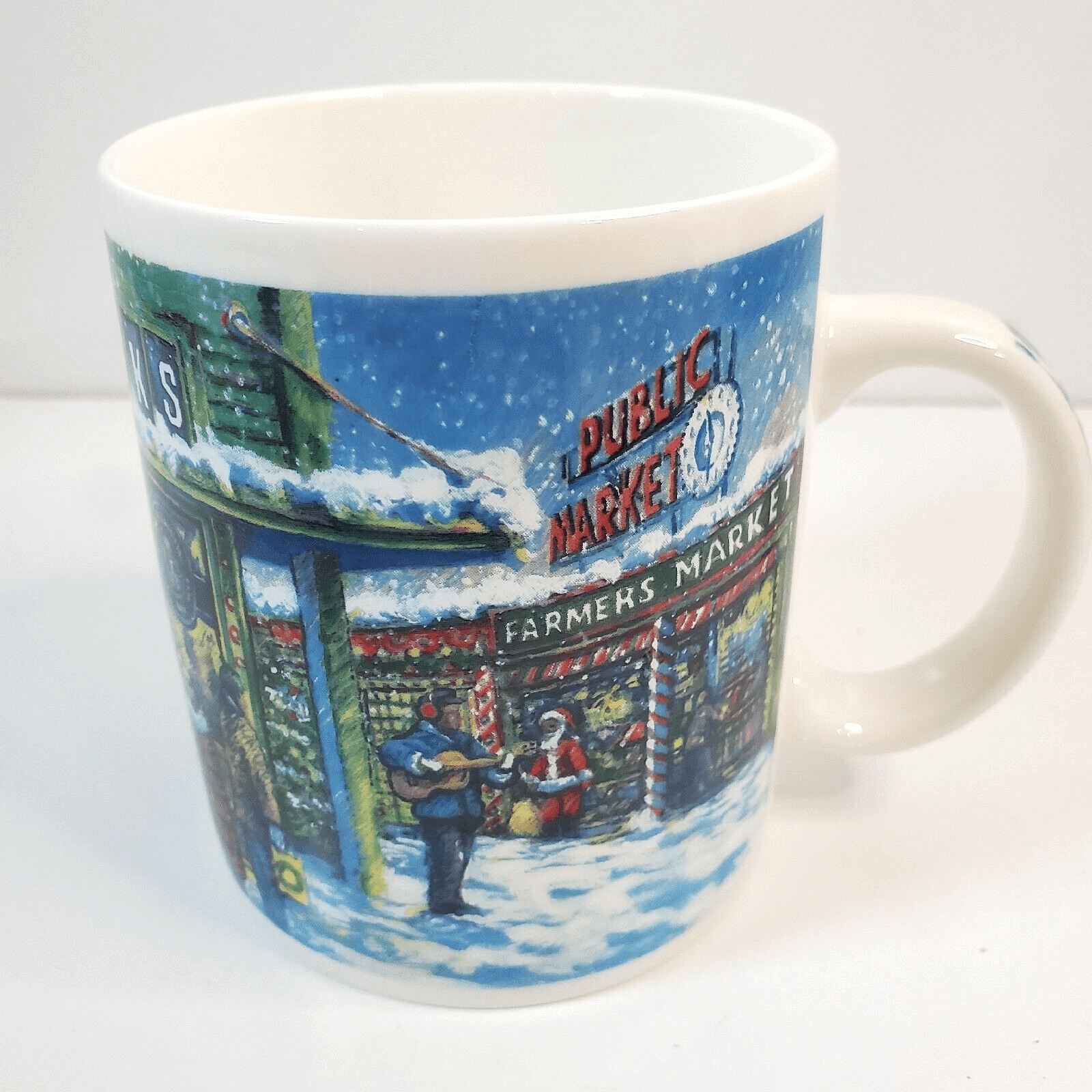 Vintage Starbucks Public Farmers Market Winter Christmas Coffee Mug Cup - Thumbnail 2