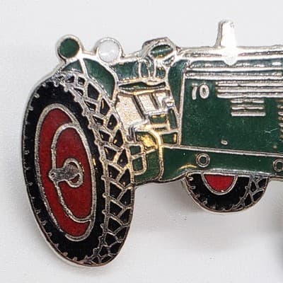 Vintage Oliver Model 70 Tractor Silver Tone and Enamel Lapel Cap Tack Pin 2 inch - Thumbnail 2