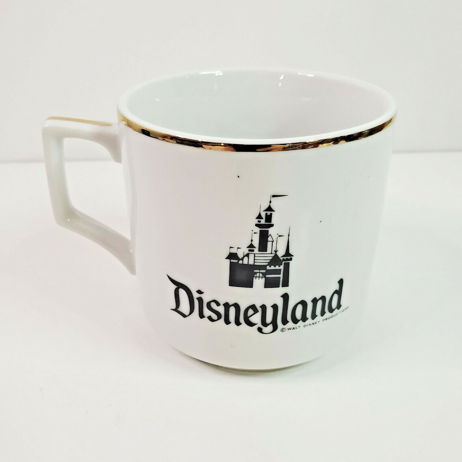 Vintage Disneyland Mug Cup Castle Gold Rim Walt Disney Productions Made in Japan