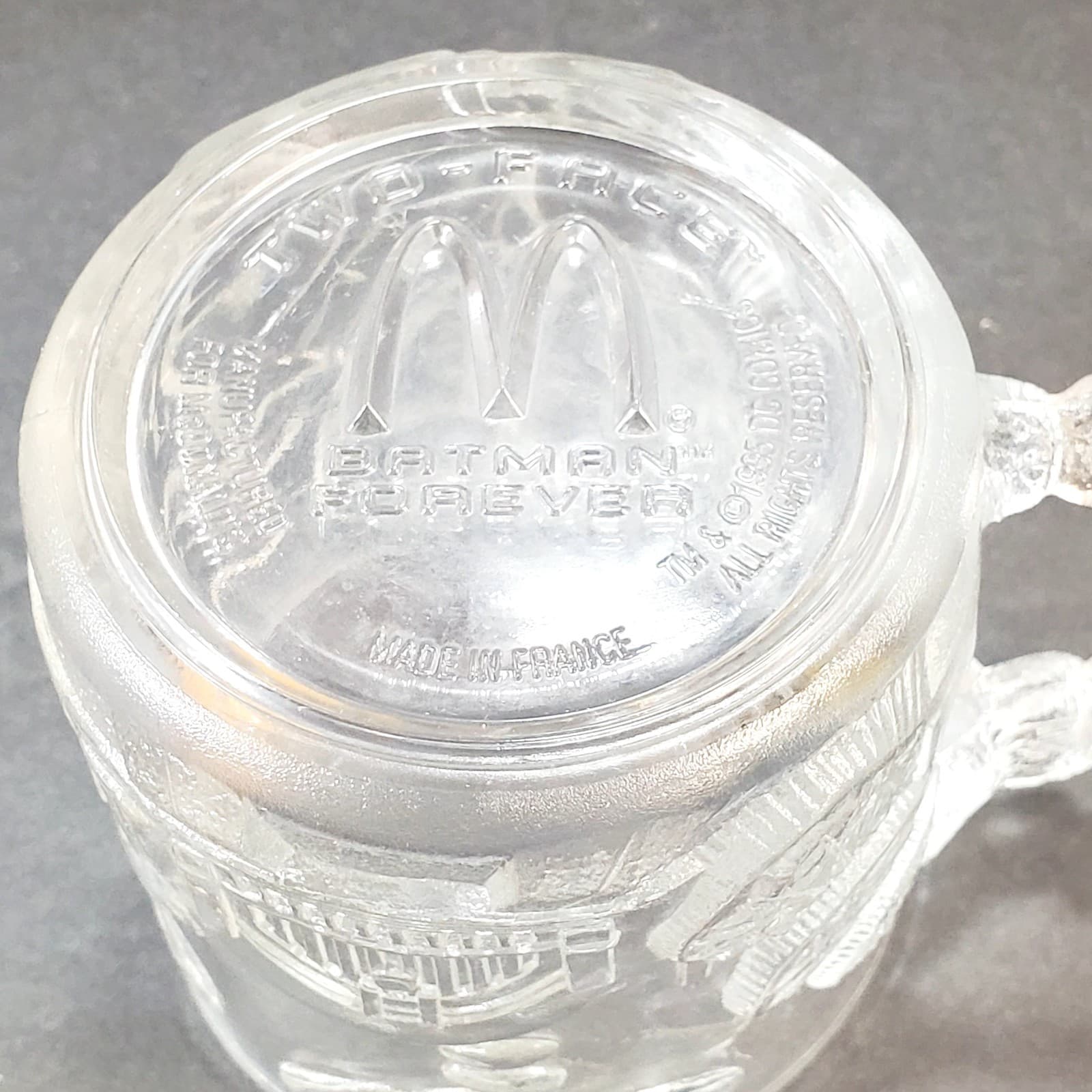 Vintage McDonald's Batman Forever Two Face Clear Glass Cup Mug 1995 DC Comics - Thumbnail 6