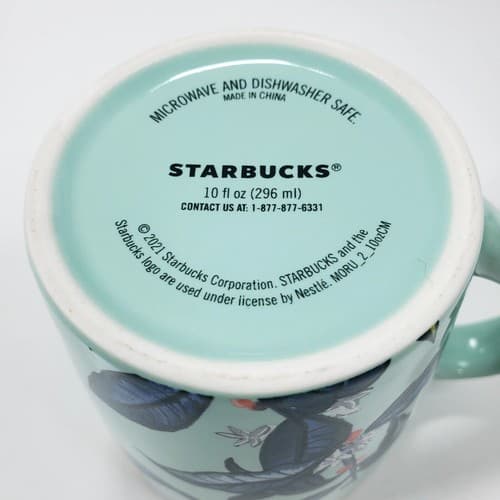 2021 Starbucks Mint Green Floral Design W/ Mermaid Logo Coffee Cup Tea Mug 10oz - Thumbnail 5