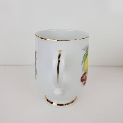 Vtg Royalton China Translucent Porcelain Pedestal Coffee Mug Peach Lemon Fruit - Thumbnail 5