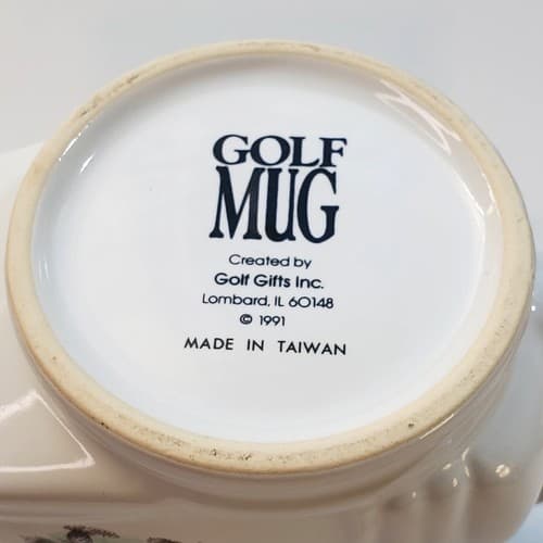 Vintage 1991 Golf Bag Shaped Coffee Mug Cup White Ceramic Sport Souvenir Taiwan - Thumbnail 6