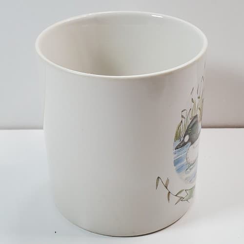 Vintage Japan Stoneware Signed Schellente Duck Graphic Scene Coffee Mug Tea Cup - Thumbnail 3