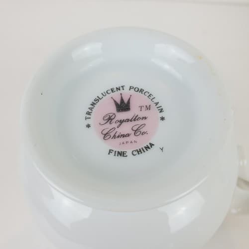 Vtg Royalton China Translucent Porcelain Pedestal Coffee Mug Peach Lemon Fruit - Thumbnail 7