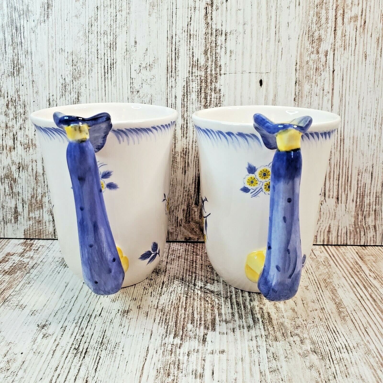 Spode Imperial Garden Set of 2 Retired Coffee Tea Mug Cup Blue & Yellow Floral - Thumbnail 7