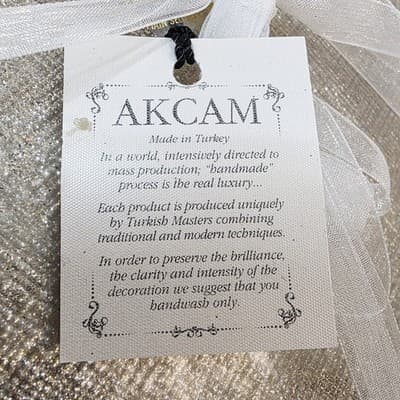 Set of 4 Akcam Turkish Glass Salad Plate Set Holiday Gold Sparkle Glitter 8" - Thumbnail 2