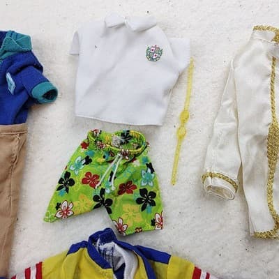 Barbie Ken & Others Boy Doll Clothes Assorted Vtg 1990s Jumpsuit Shorts helmet - Thumbnail 4