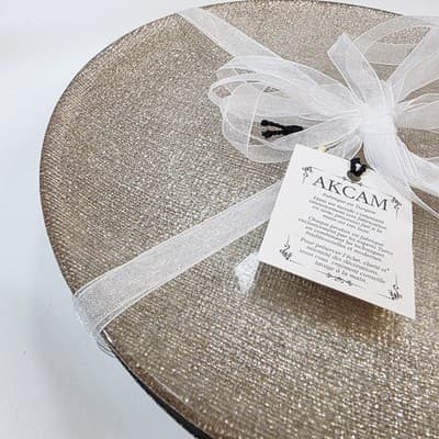 Set of 4 Akcam Turkish Glass Salad Plate Set Holiday Gold Sparkle Glitter 8" - Thumbnail 5