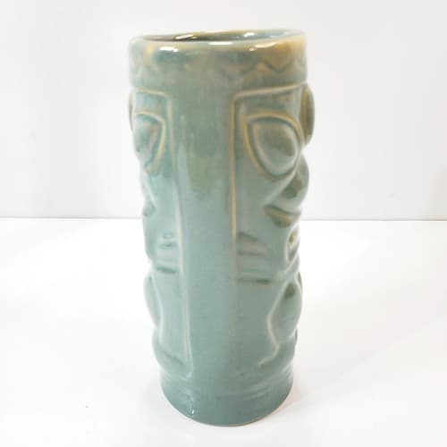 Shonfeld's Tiki Mug Tumbler Cup Glazed Ceramic Green Hawaiian Tribal Mask - Thumbnail 3