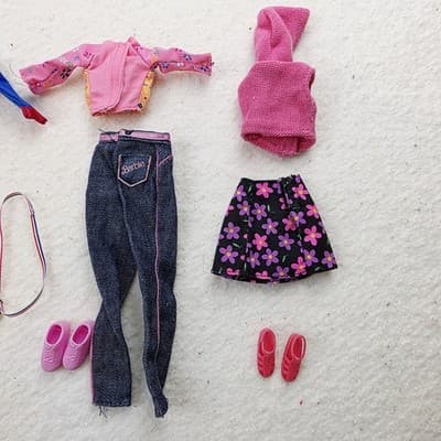 Vintage 1990s Mattel Barbie Fashion Doll Clothes Dress Skirt Top Jeans Shoes - Thumbnail 7