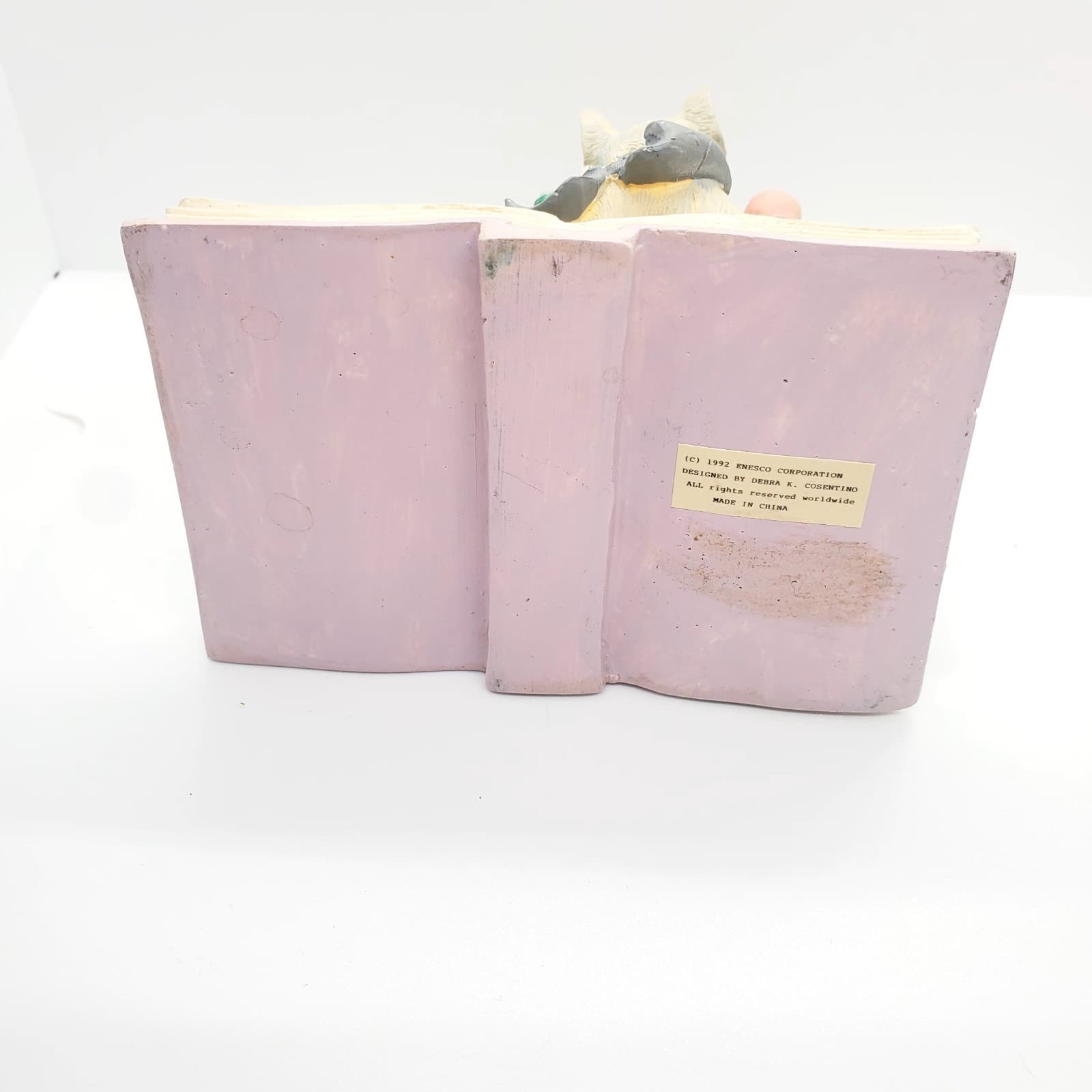 Vtg 1992 Enesco Christmas Mice on Book, Old Wine and Friends Quote Saying Figure - Thumbnail 7