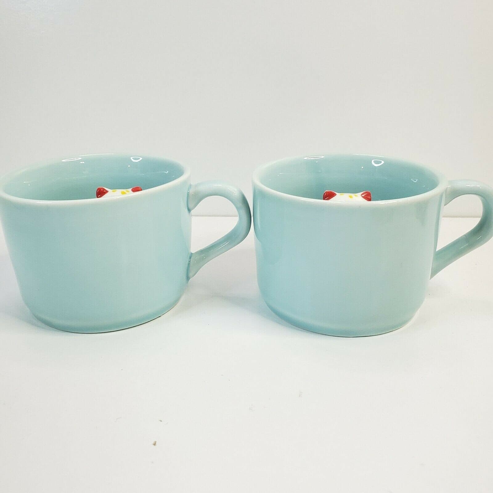 ZaH 3D Kitty Cat Surprise Inside Short Ceramic Coffee Mug Tea Cup Aqua Blue 8 Oz - Thumbnail 3