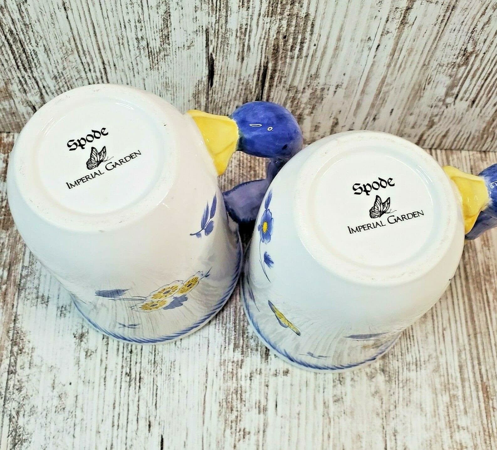 Spode Imperial Garden Set of 2 Retired Coffee Tea Mug Cup Blue & Yellow Floral - Thumbnail 8