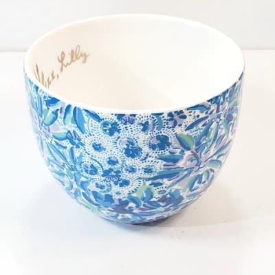 Lilly Pulitzer HIGH MAINTENANCE Blue Green Gold Large Floral Coffee Mug Cup - Thumbnail 3