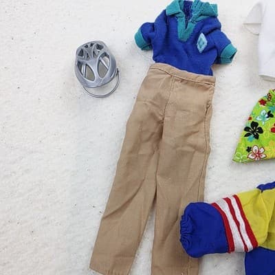 Barbie Ken & Others Boy Doll Clothes Assorted Vtg 1990s Jumpsuit Shorts helmet - Thumbnail 5