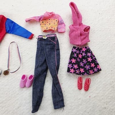 Vintage 1990s Mattel Barbie Fashion Doll Clothes Dress Skirt Top Jeans Shoes - Thumbnail 6