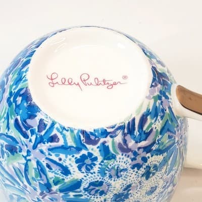 Lilly Pulitzer HIGH MAINTENANCE Blue Green Gold Large Floral Coffee Mug Cup - Thumbnail 7