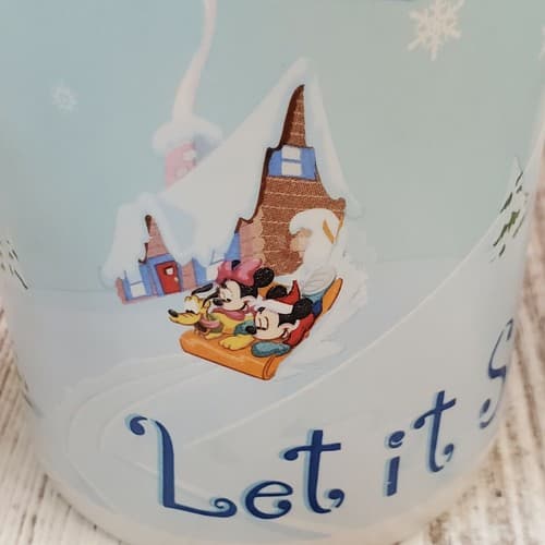2 Disney Let it Snow Mickey Minnie Sledding Coffee Tea Mugs Christmas Holiday - Thumbnail 2