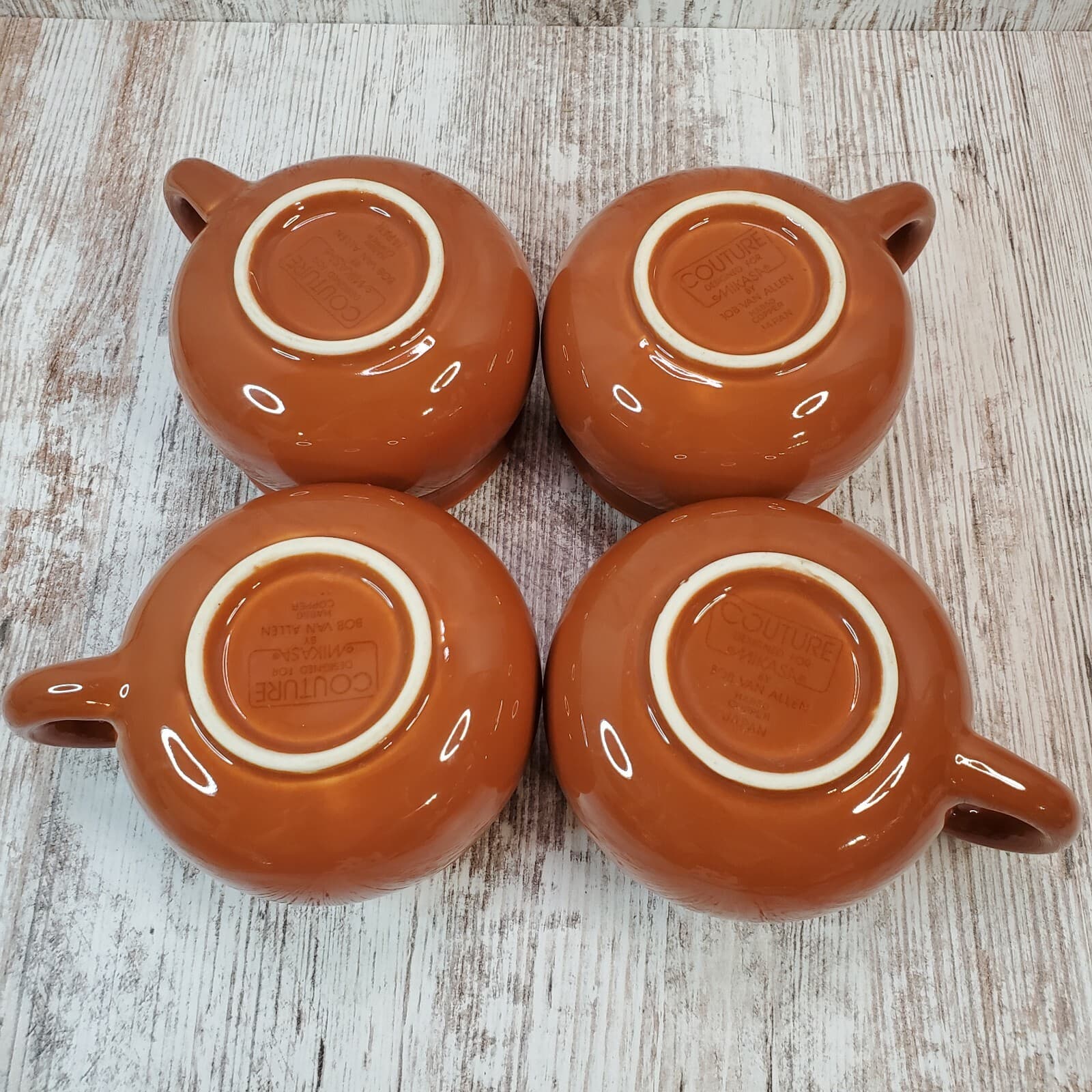 Vintage Mikasa Bob Van Allen Couture Copper Japan Coffee Tea Mugs Cups Set of 4 - Thumbnail 5