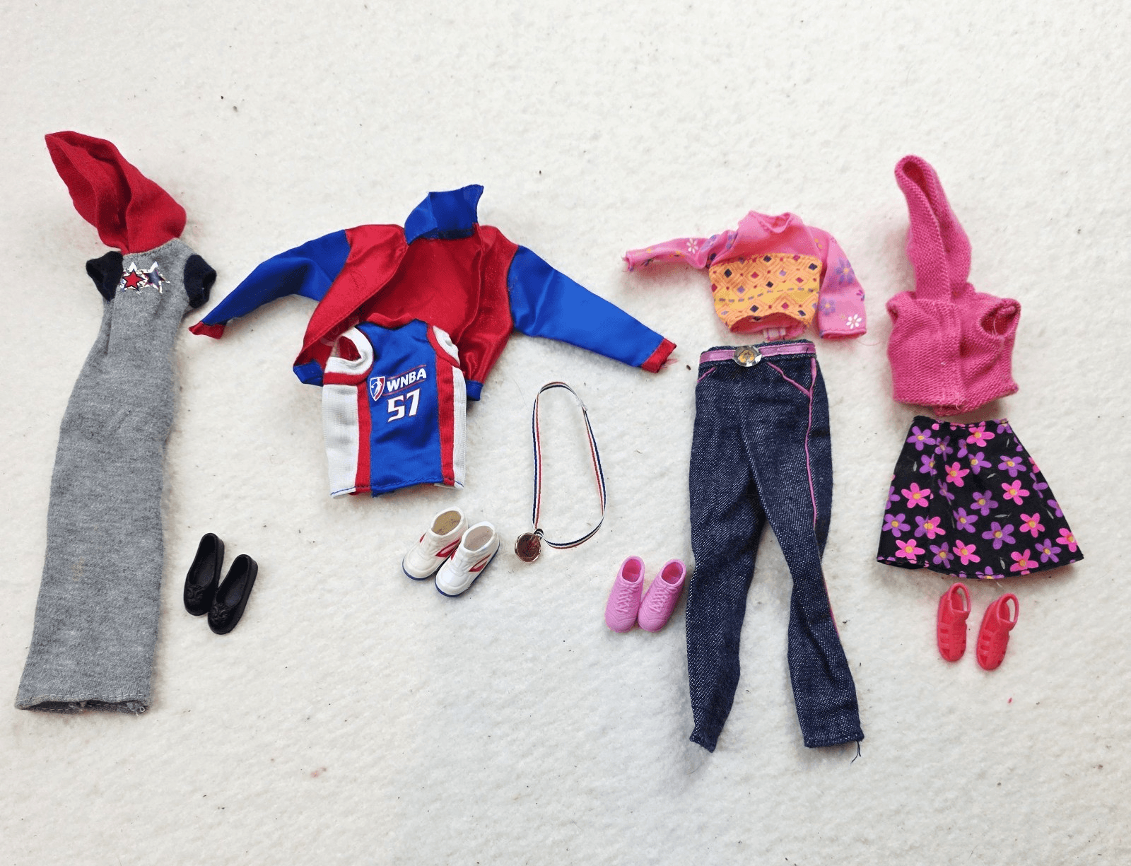 Vintage 1990s Mattel Barbie Fashion Doll Clothes Dress Skirt Top Jeans Shoes