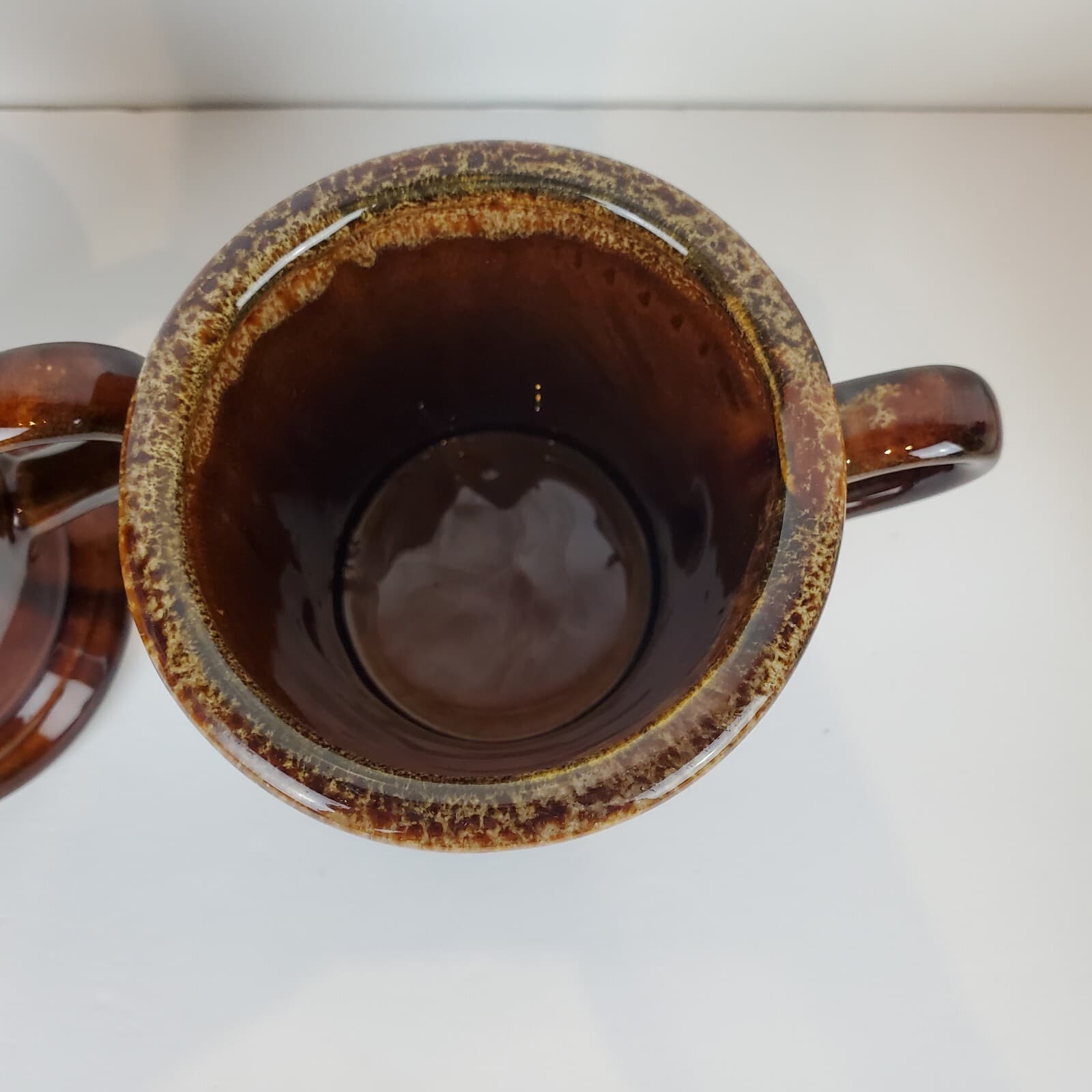 Vintage Myers's Rum Set of 2 Brown Tan Drip Glazed Pottery Mugs Cups - Thumbnail 3