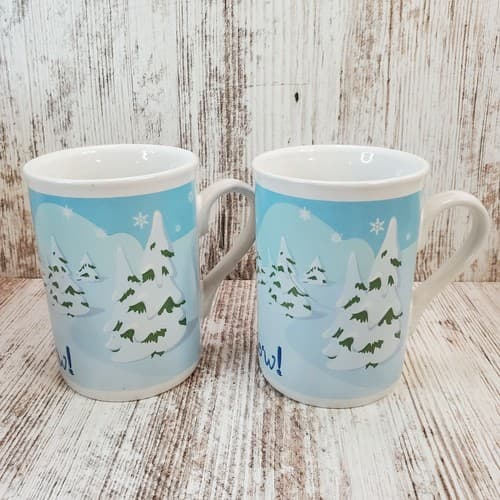 2 Disney Let it Snow Mickey Minnie Sledding Coffee Tea Mugs Christmas Holiday - Thumbnail 4