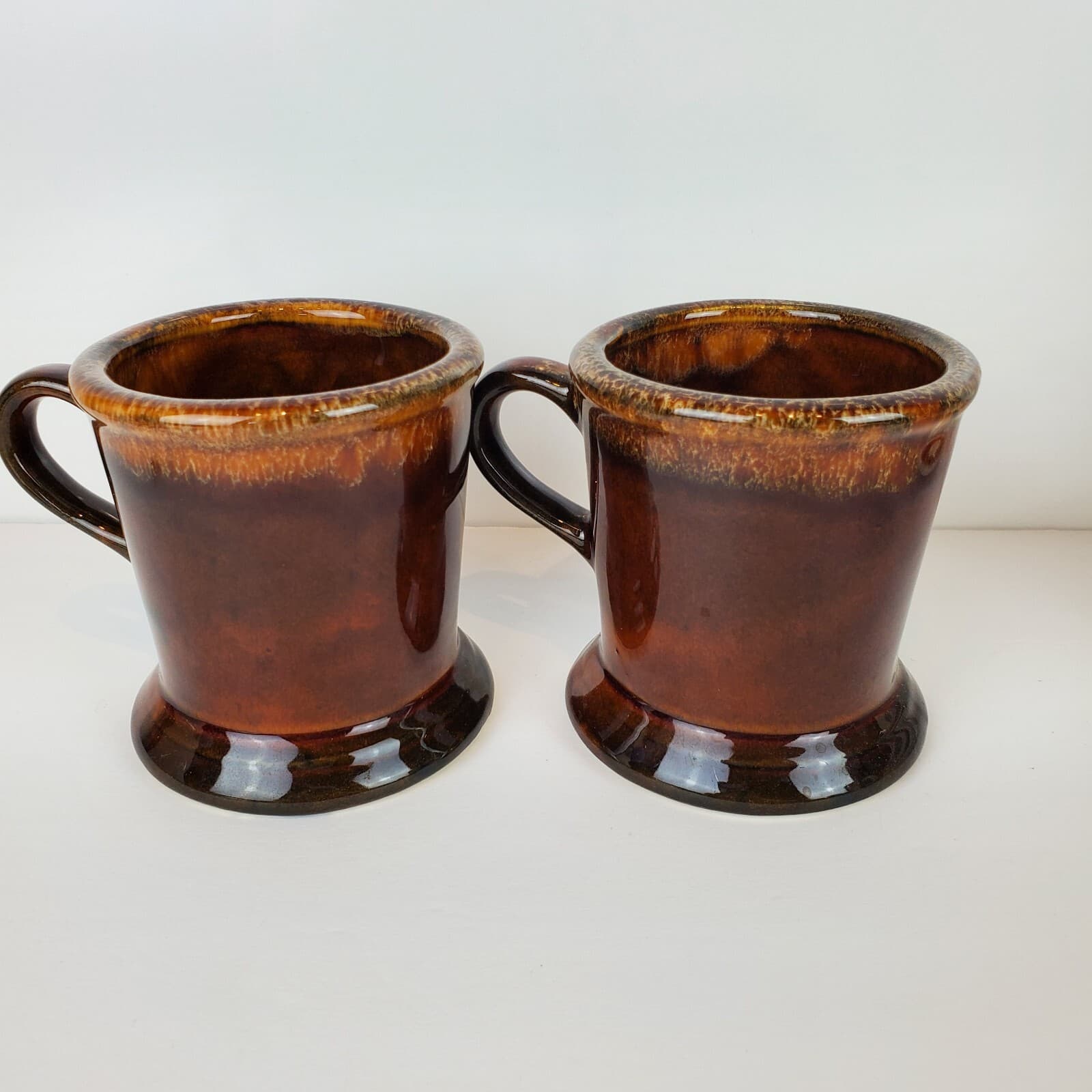 Vintage Myers's Rum Set of 2 Brown Tan Drip Glazed Pottery Mugs Cups - Thumbnail 6