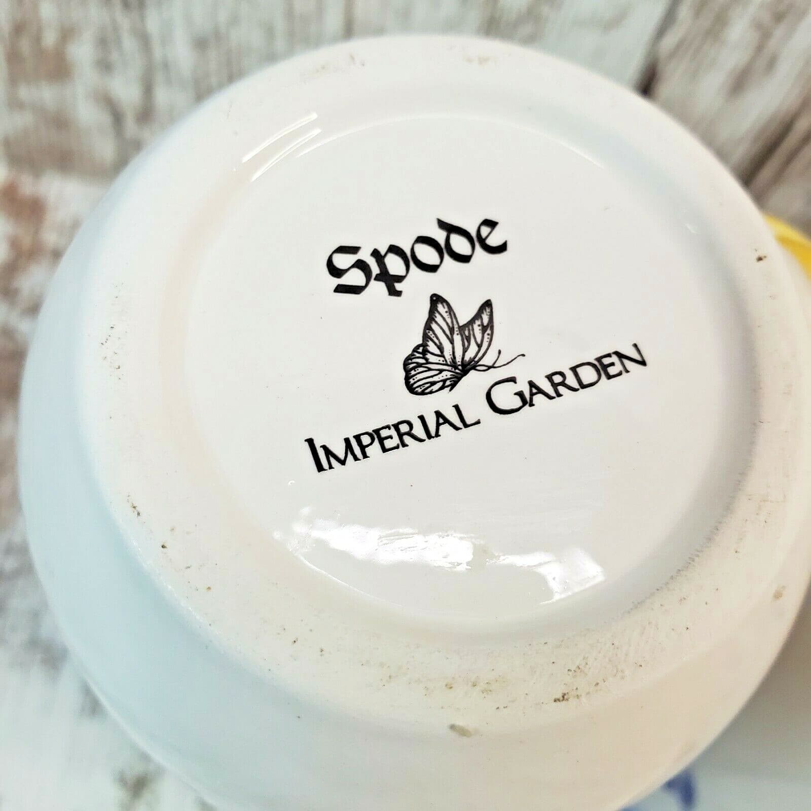 Spode Imperial Garden Set of 2 Retired Coffee Tea Mug Cup Blue & Yellow Floral - Thumbnail 9