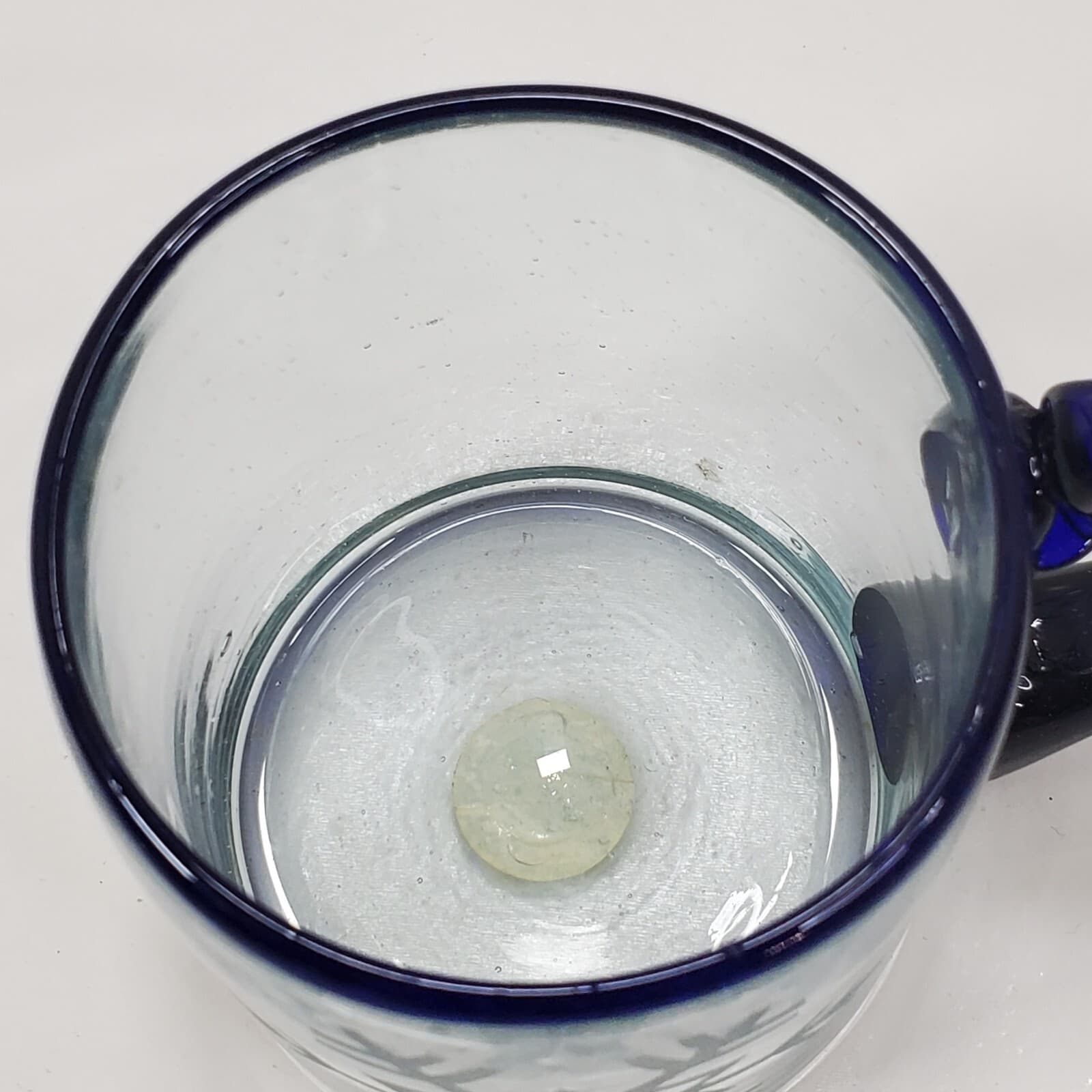 Vtg Copavic R.L. Recycled Eco-Glass Etched Snowflake Mug Cobalt Handle Guatemala - Thumbnail 2