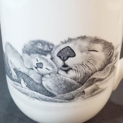 Vintage Otagiri Coffee Tea Mug Sea Otter & Pup Jonah's Workshop Japan 4” - Thumbnail 2