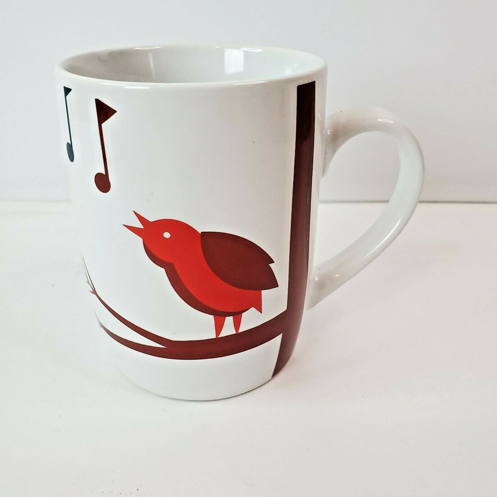 Starbucks Song Bird Music Notes White Red Coffee Tea Mug Cup 2012