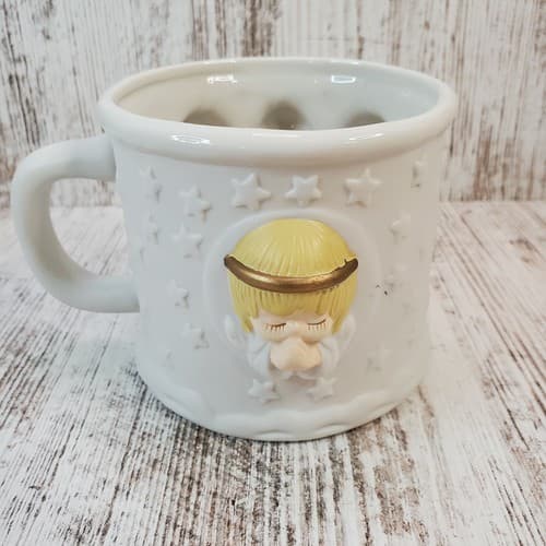 Hallmark 3D Praying Angels With Stars Ceramic Coffee Mug 4” Houston Harvest.