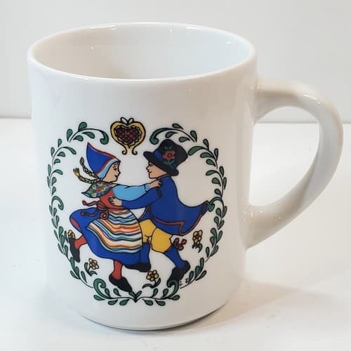 Vintage Bergquist Imports Swedish Dancers Ceramic Coffee Tea Mug Cup USA